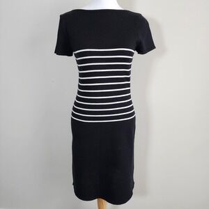 Poet Sweater Dress Womens Small Knit Black White Stripes Preppy Nautical‎ French